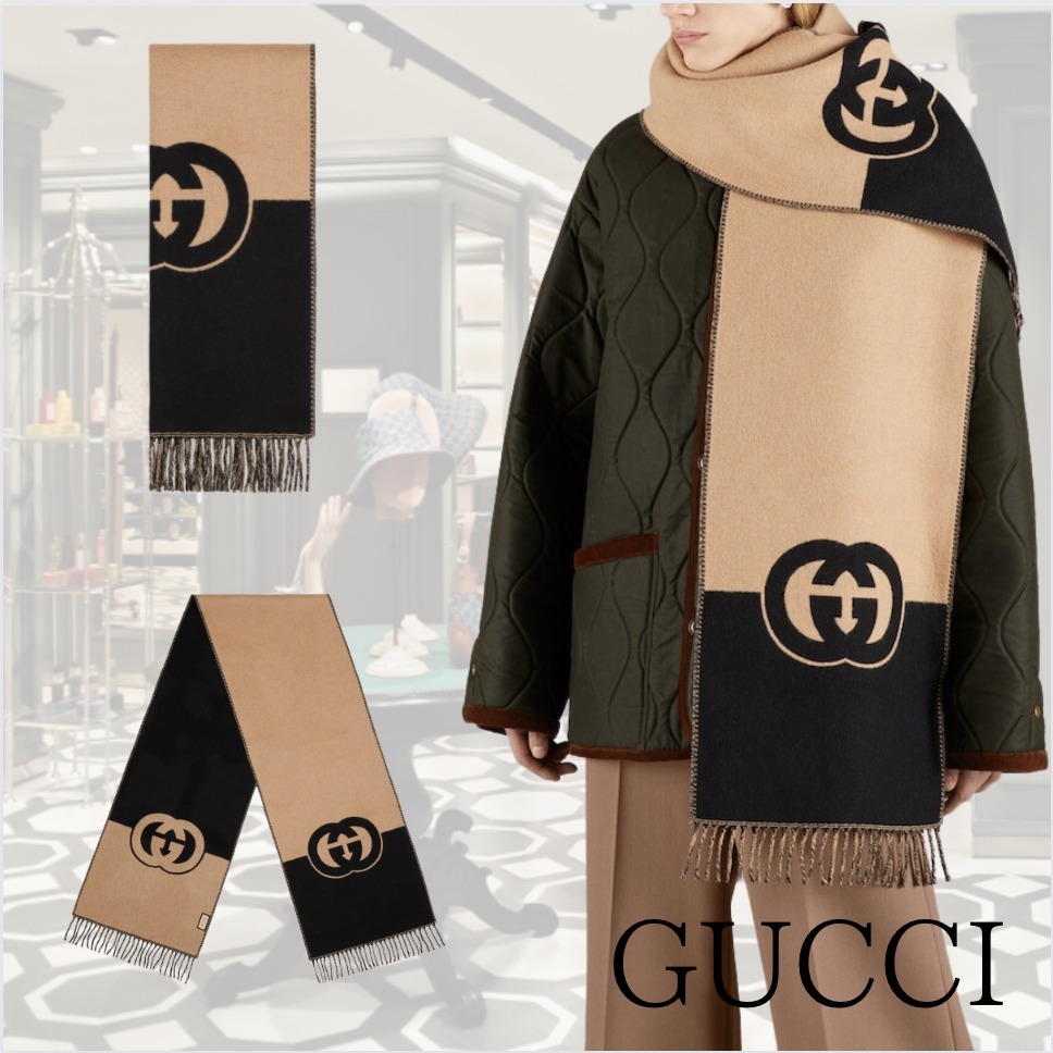 GUCCI】インターロッキングG ウール スカーフ (GUCCI/ストール) 715497