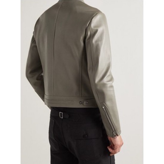 TOM FORD シングル ライダース レザージャケット グレー (TOM FORD