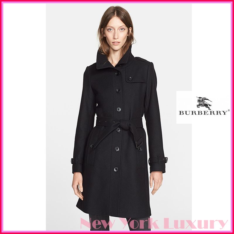 Burberry Brit☆素敵！BLACK RUSHFIELD WOOL BLEND COAT (Burberry