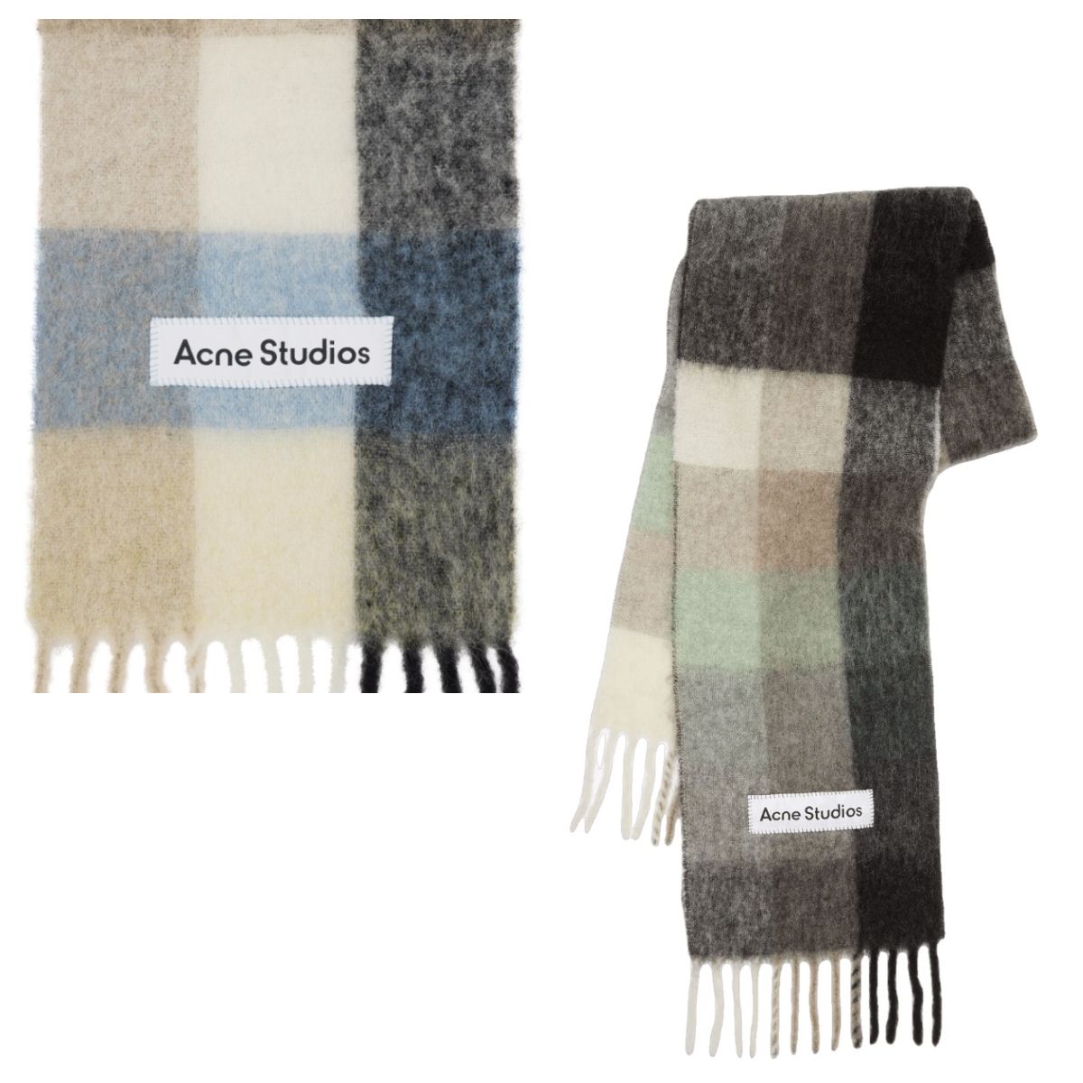 フリンジ付きチェック マフラー/モヘアストール ☆ Acne Studios (Acne