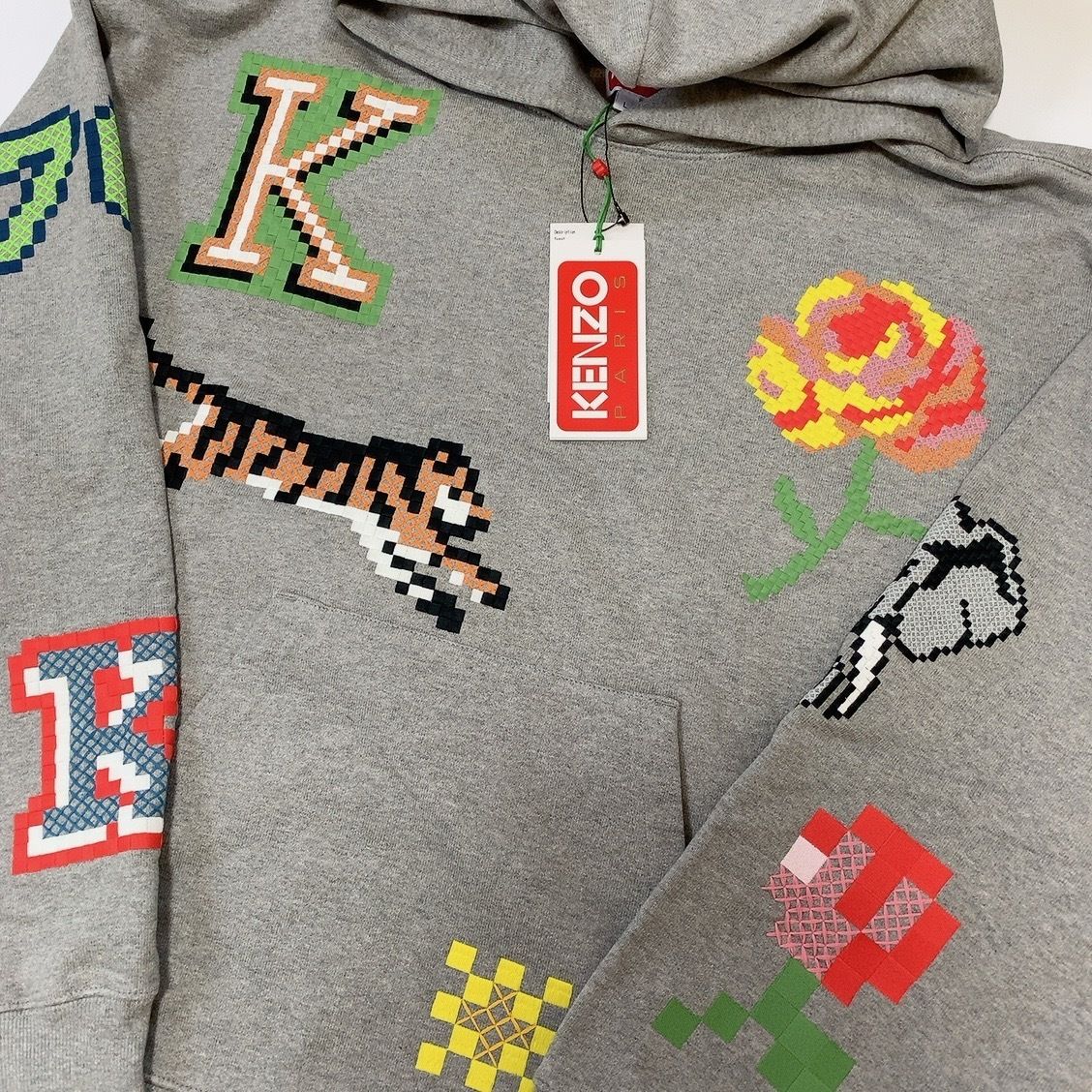 KENZO オーバーサイズ フーディ スエット タイガー ロゴ Pixel (KENZO