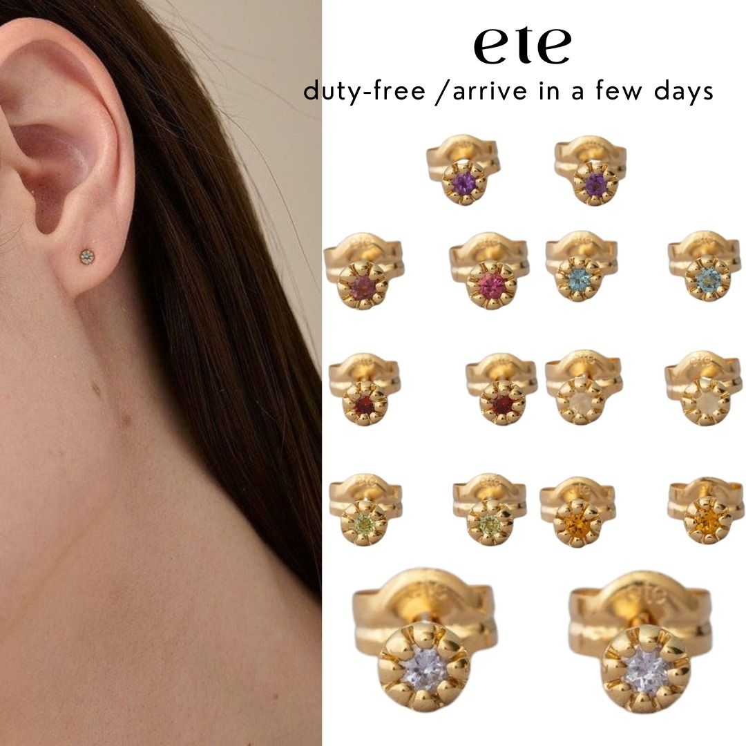 ete】K18YG フルール ピアス 誕生石 1 2 3 6 8 10 11 12 月 (ピアス