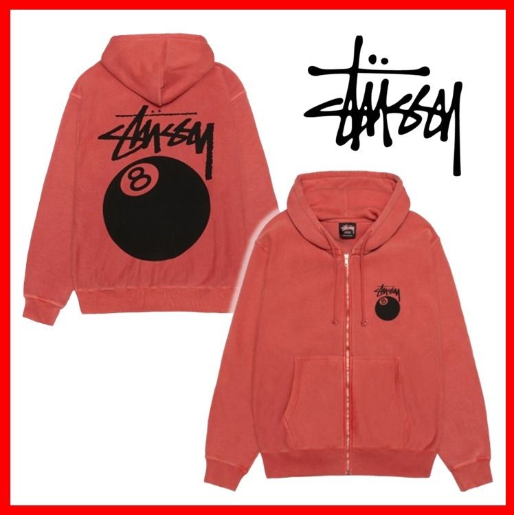 ☆人気☆【Stussy】☆8 BALL ZIP HOODIE PIGMENT DYED☆GUAVA (STUSSY