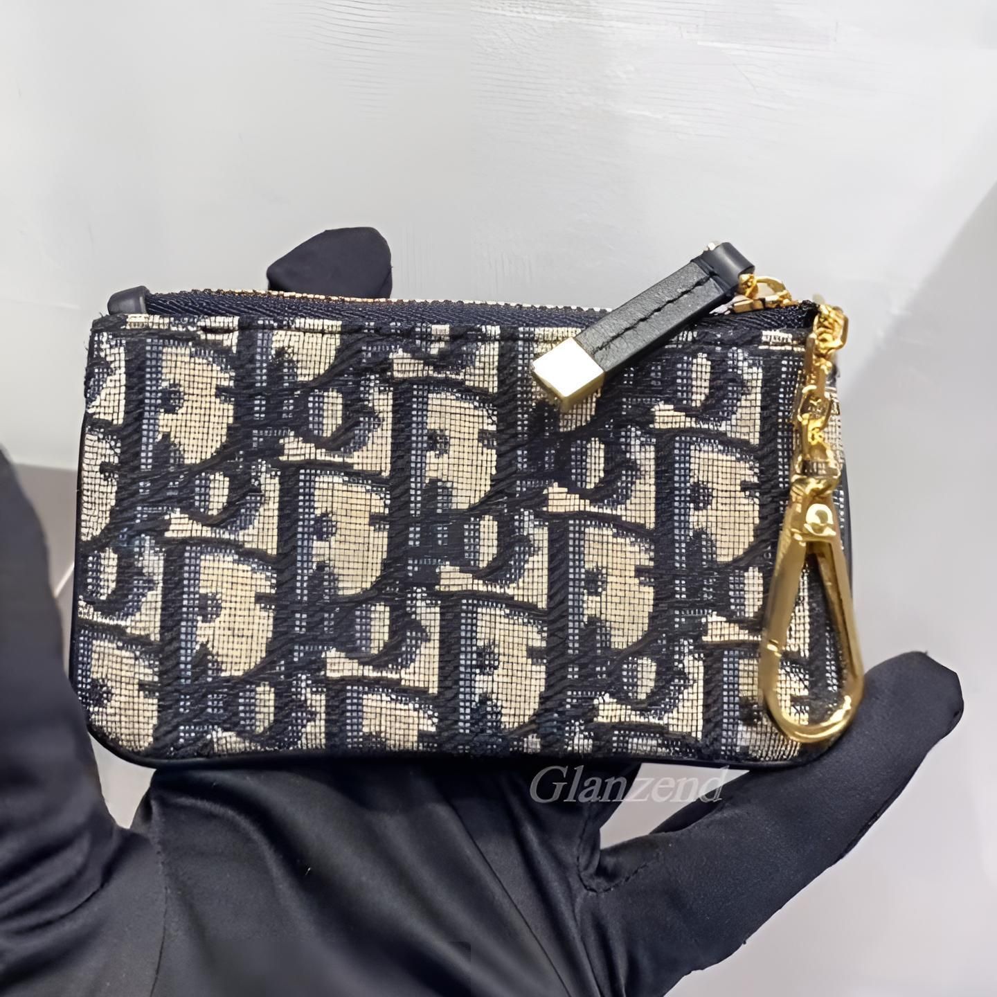 大人気【Dior】《Dior Caro Myrte》オブリーク ジップキーケース (Dior