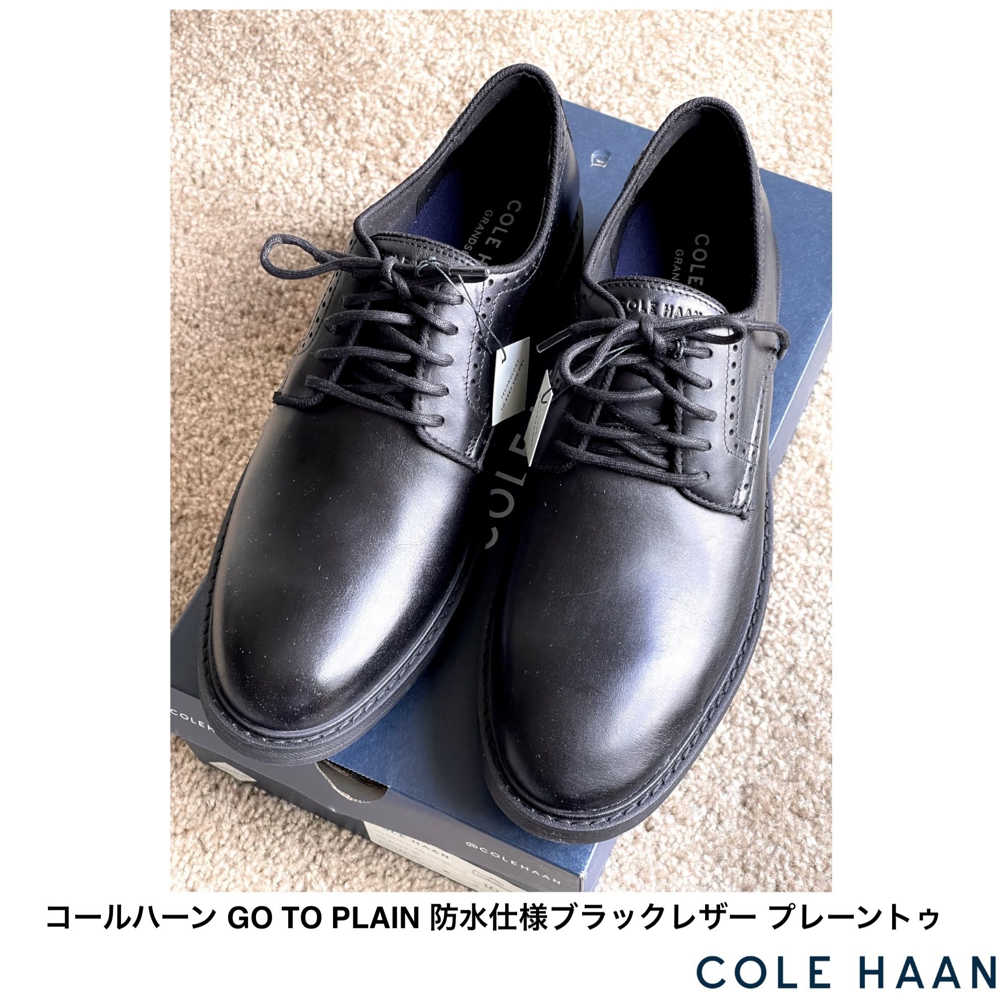 Cole Haan] GO TO PLAIN 防水仕様 ブラックレザー プレーントゥ (Cole