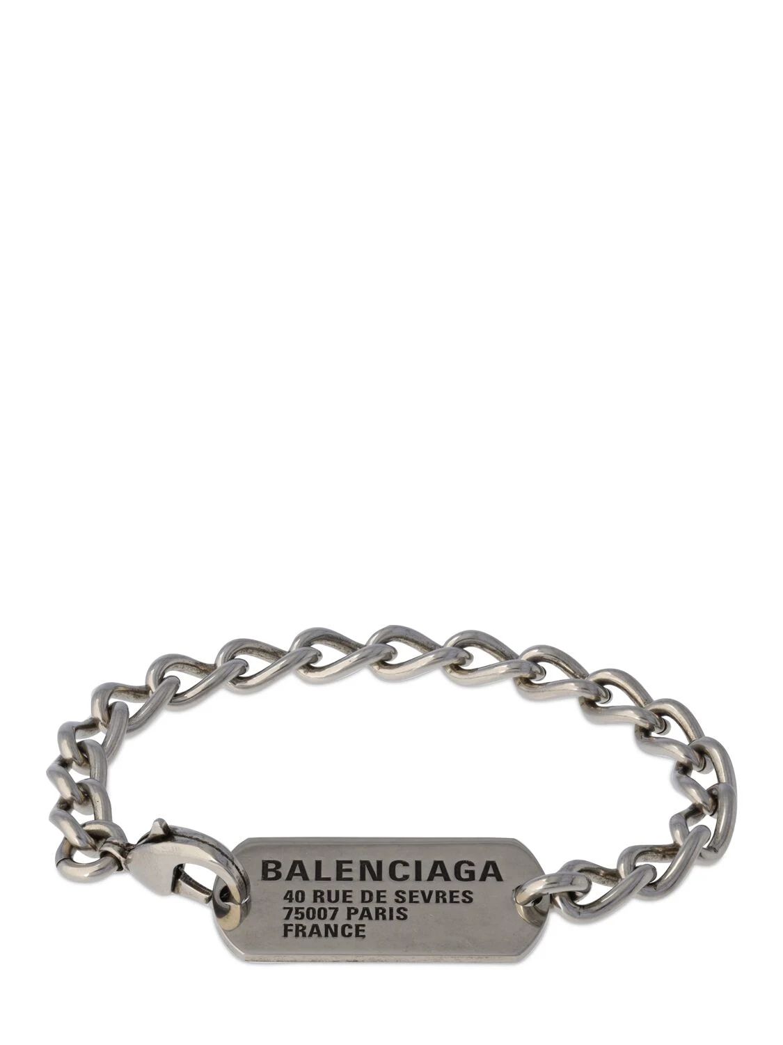 BALENCIAGA】ロゴ タグ チェーン ブレスレット シルバー (BALENCIAGA