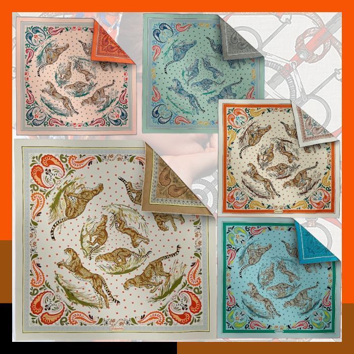 HERMES 新作 スカーフ カレ90 ダブルフェイス Guepards Bandana