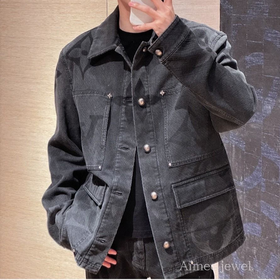 お洒落【LouisVuitton】モノグラム デニム ブルゾン ジャケット (Louis