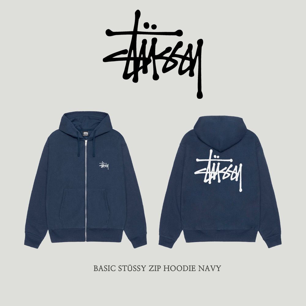 Stussy】 BASIC STUSSY ZIP HOODIE NAVY (STUSSY/パーカー・フーディ