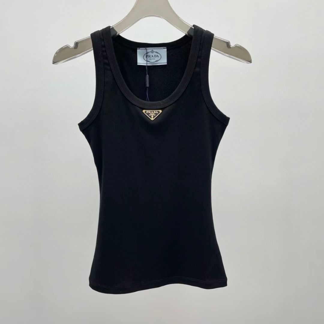 PRADA(プラダ) ロゴ タンクトップ ノースリーブ リブニット (PRADA