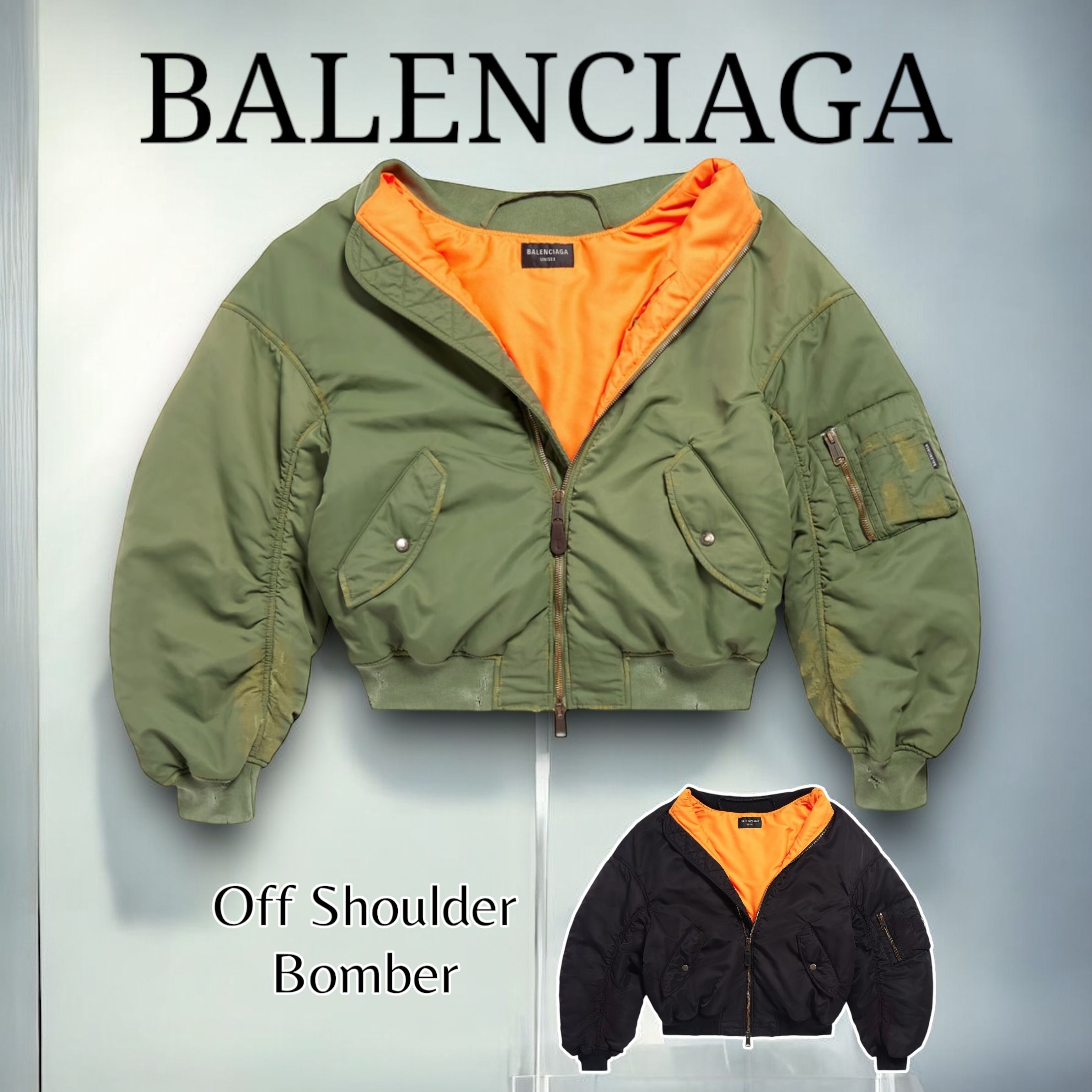 BALENCIAGA＊Off Shoulder Bomber ボンバージャケット＊送料込