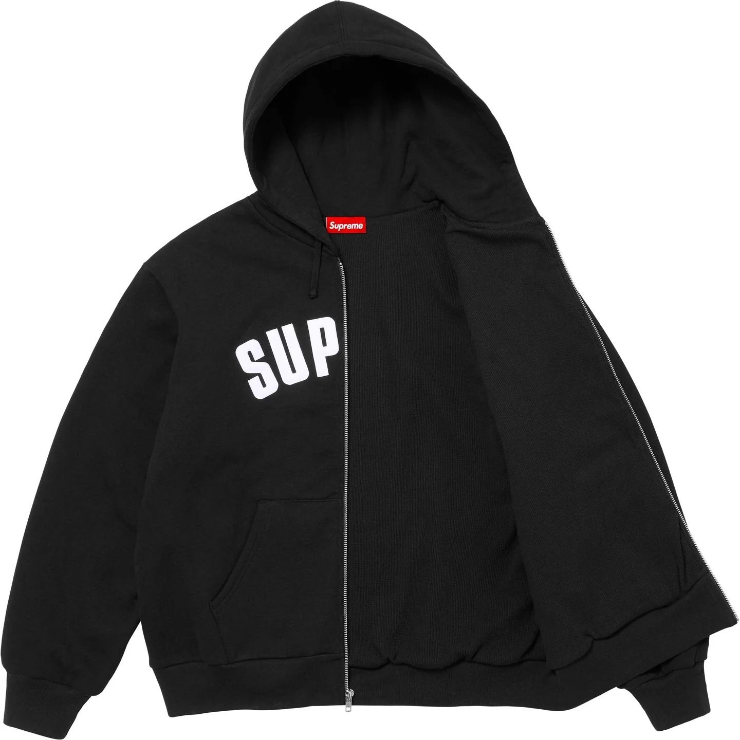 SUPREME】 Arc Thermal Lined Zip Up Hooded Sweatshirt Black