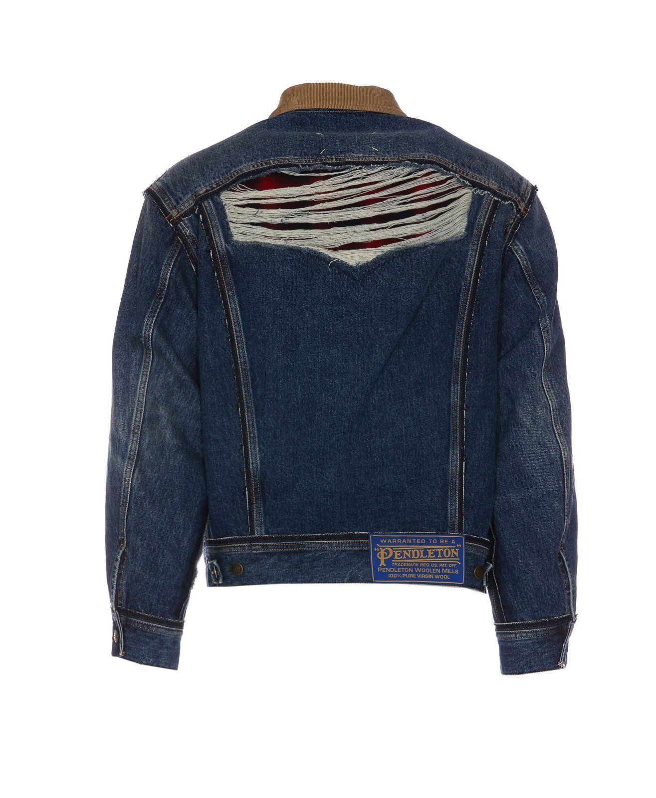 セール【Maison Margiela】x Pendleton distressed denim jacket
