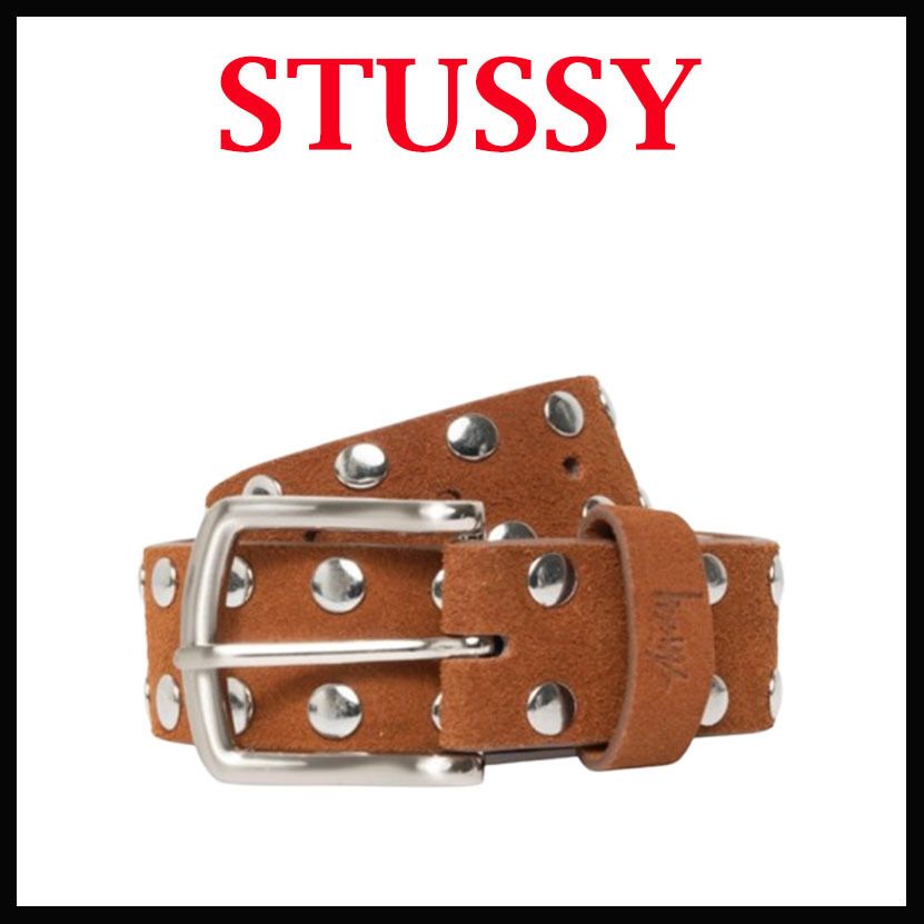 人気 ☆STUSSY☆ 8 BALL STUDDED BELT BROWN SUEDE (STUSSY/ベルト