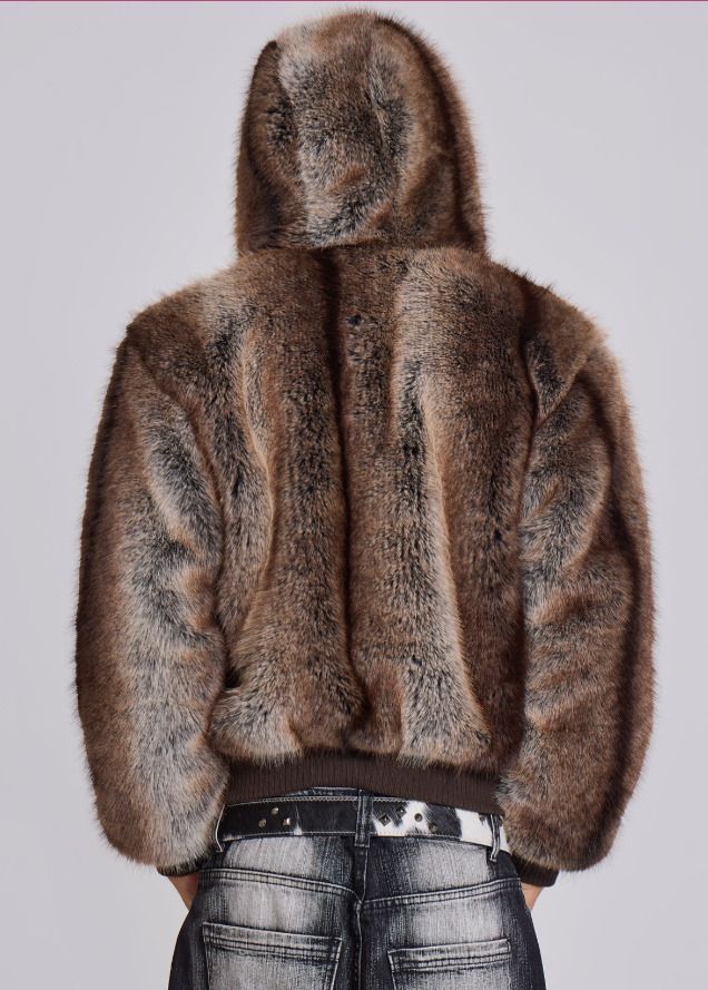 JADED LONDON レオパード フェイクファー フード ジャケット (JADED