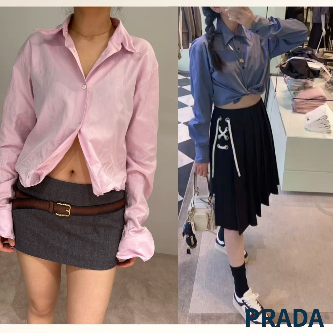 1枚もレイヤードも《PRADA》ワイヤー入りコットンシャツ (PRADA