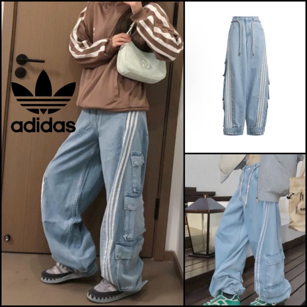 ADIDAS】DENIM CARGO ジーンズ ワイドパンツ☆追跡可 (adidas/パンツ