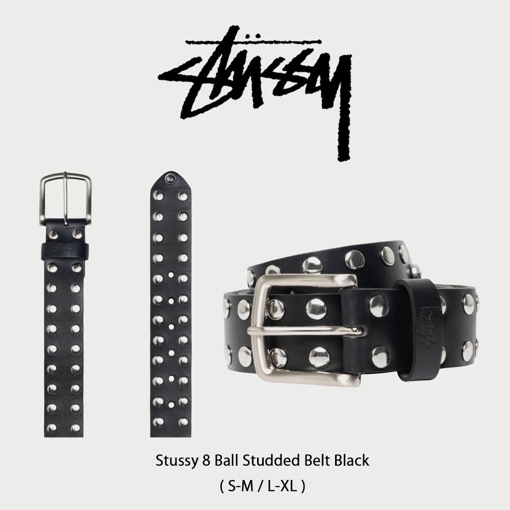 Stussy】 正規品☆ 8 Ball Studded Belt Black (STUSSY/ベルト) 135184