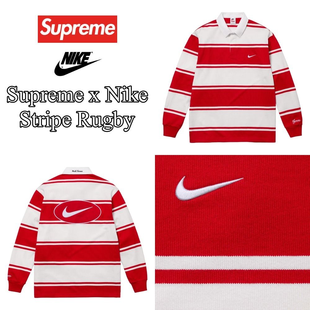 Supreme x Nike】Stripe Rugby☆Red☆25SS☆ (Supreme/Tシャツ