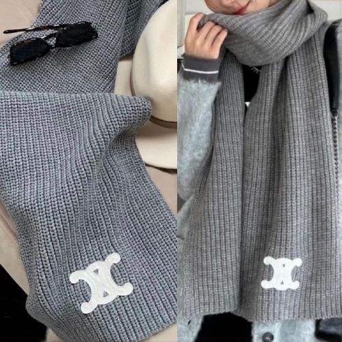 日本未入荷☆】セリーヌ マフラー グレー カシミア トリオンフ (CELINE