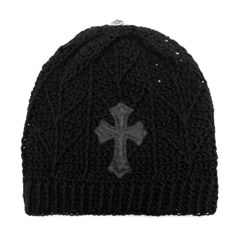 Chrome Hearts†希少†レザー クロスパッチ カシミヤビーニー (CHROME