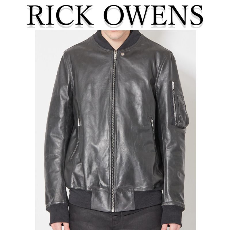 Rick Owens / レザー ブルゾン ボンバー ジャケット ブラック (RICK