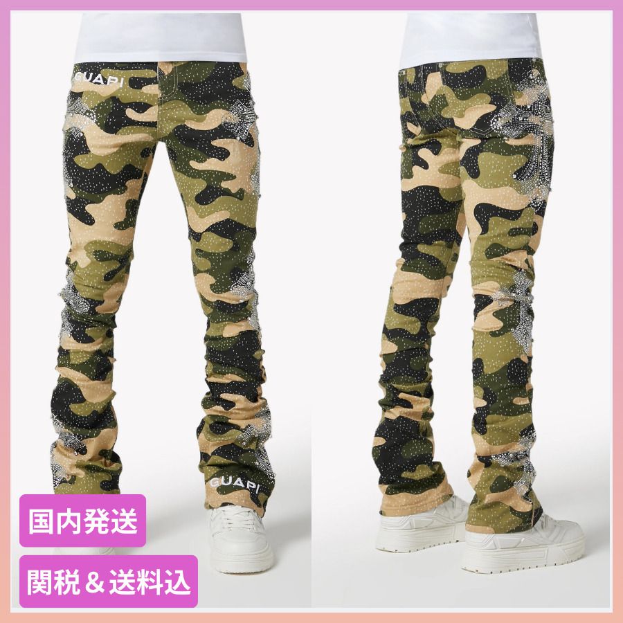 GUAPI グアピ カモ クロス クリスタル スタックスリムデニム (GUAPI