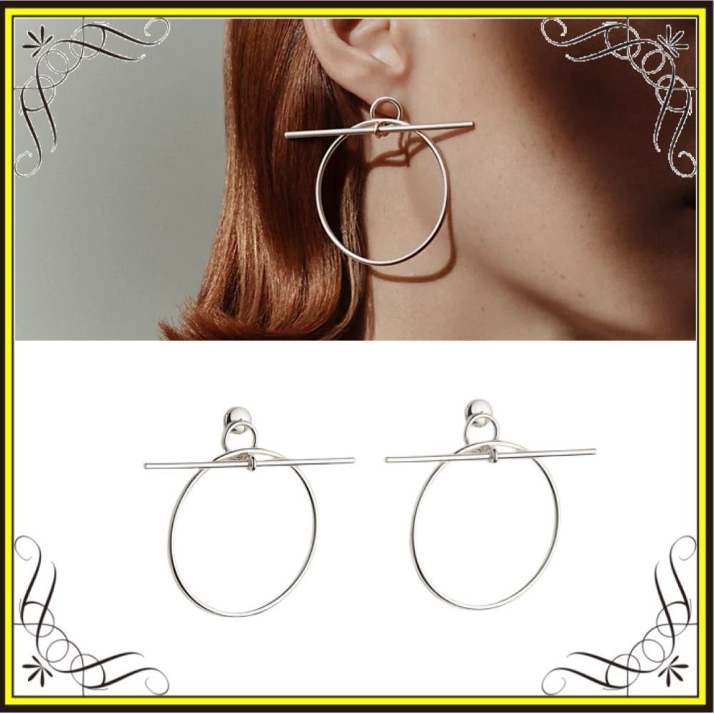 ☆国内配送☆エルメス ループピアス フープピアス シルバー MM (HERMES