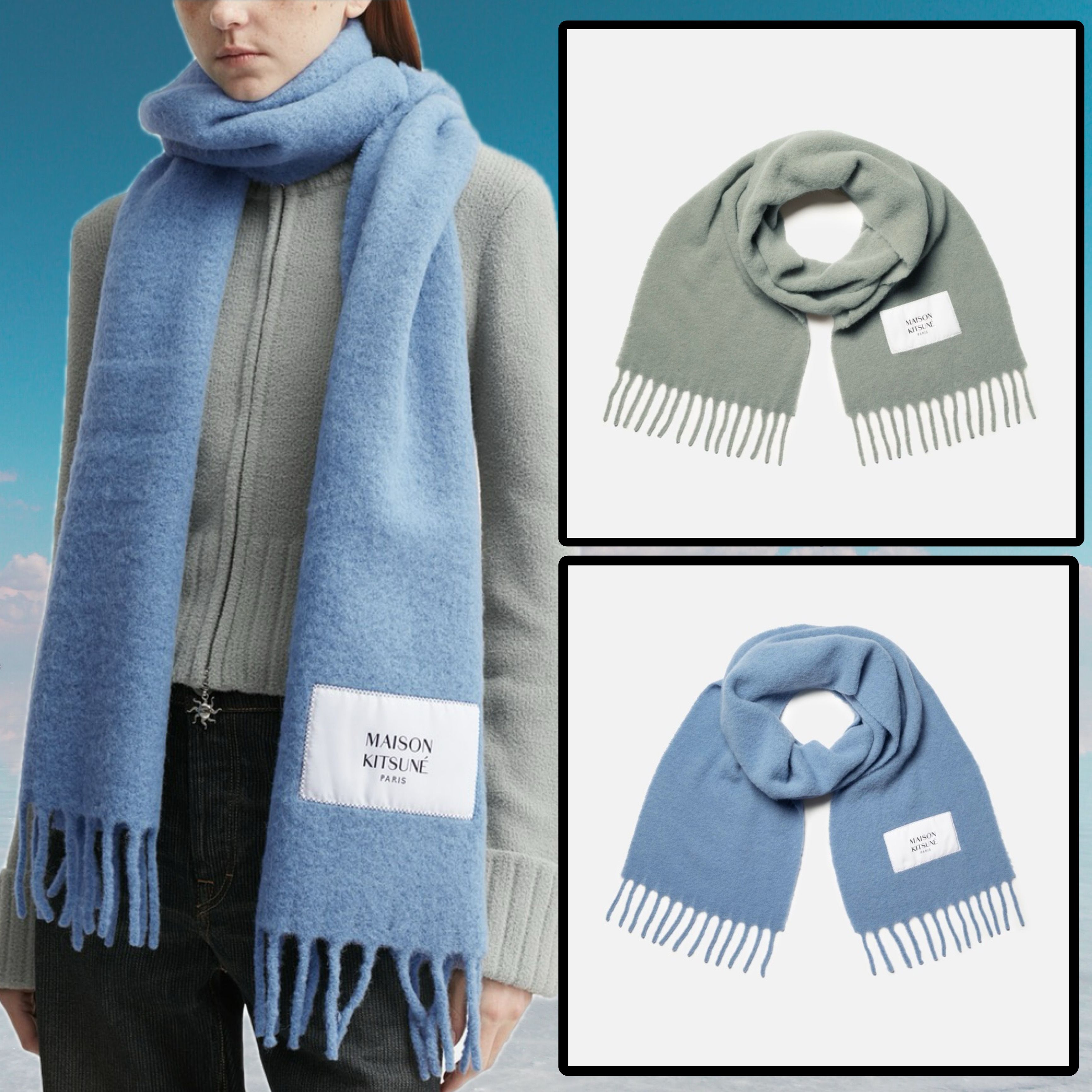 Maison Kitsune Alpaca Scarf☆メゾンキツネ ロゴ マフラー (MAISON