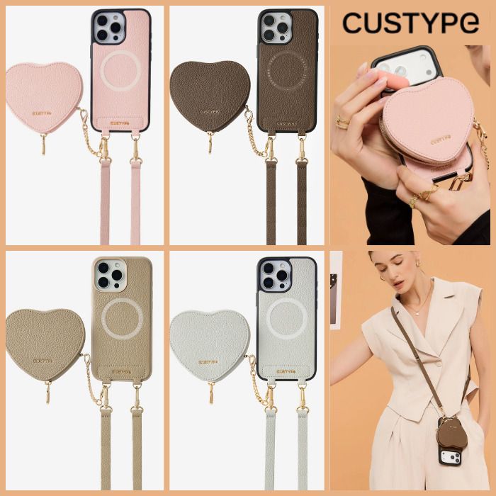 新色【Custype】Heart Design Kit ポーチ付iPhoneケース 17対応