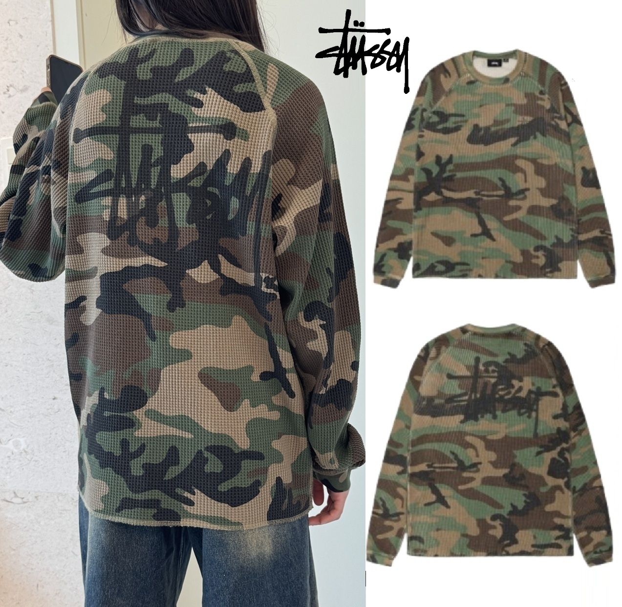 STUSSY】Basic Thermal Woodland Camo (STUSSY/Tシャツ・カットソー