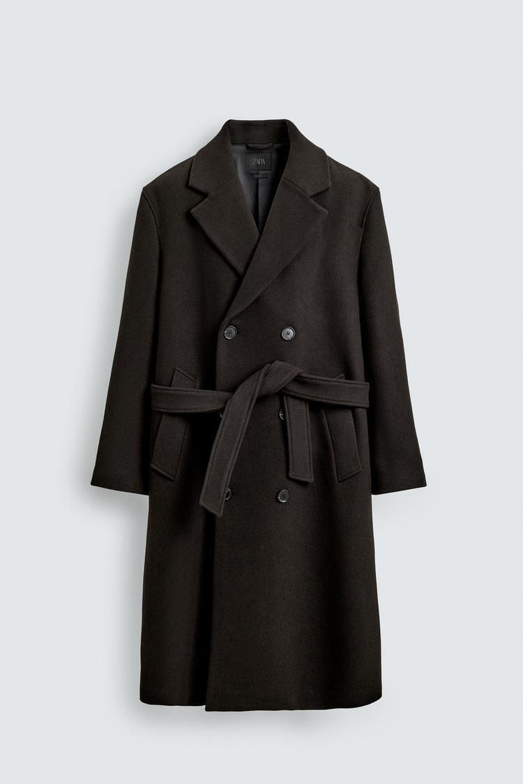 ZARA】ウール混ダブルブレストコート ベルト付き (ZARA/コートその他