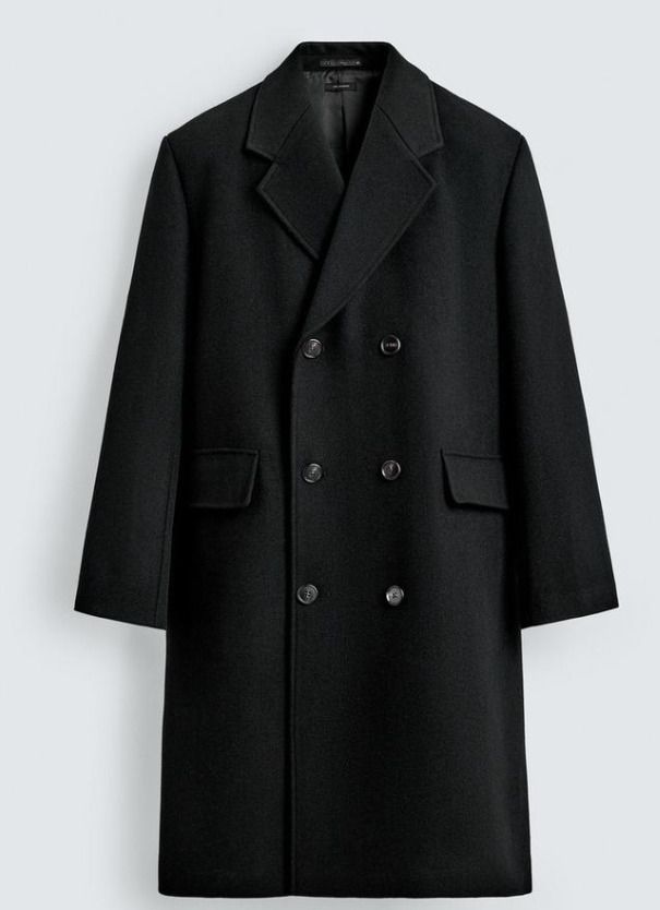 ZARA ウールダブルブレストコート ブラック 上品エレガント 新作 (ZARA