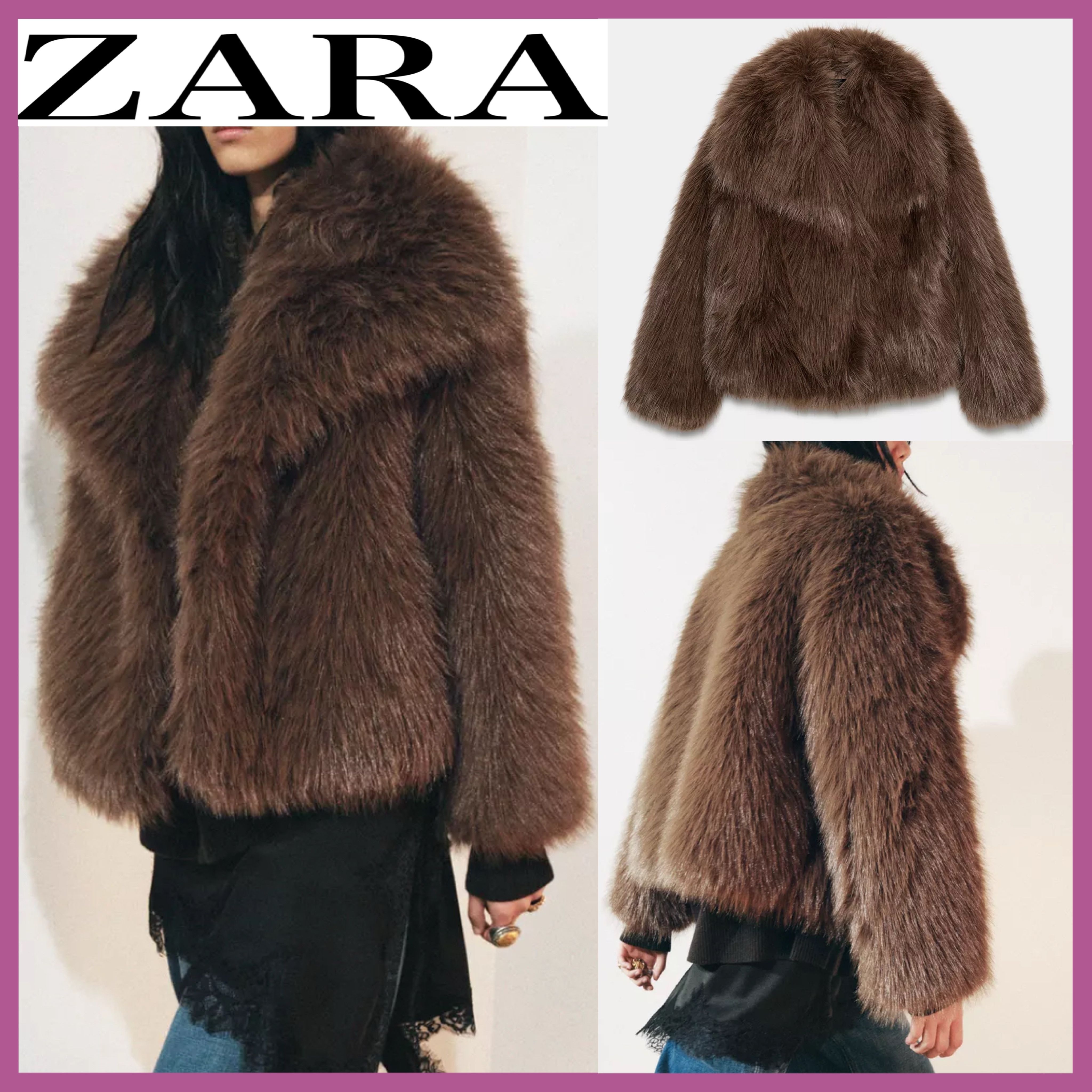 送料関税込み☆ZARA/ザラ☆ボリューム フェイクファージャケット (ZARA