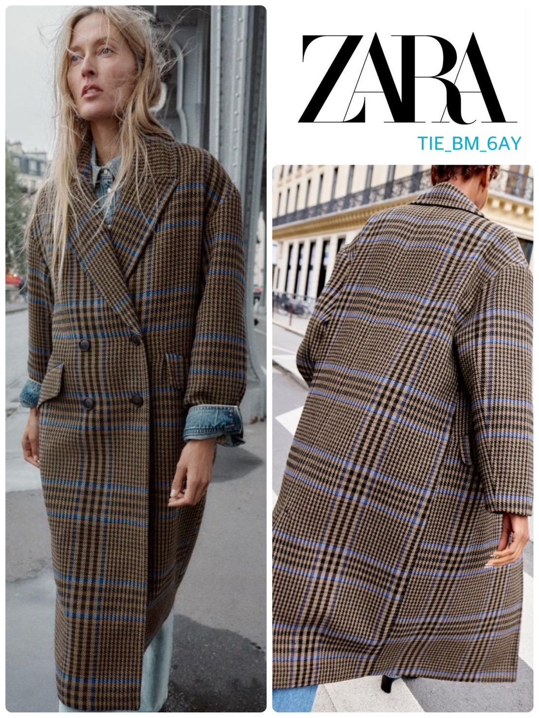 ZARA オーバーサイズチェックコート 上品エレガント 今季新作！ (ZARA