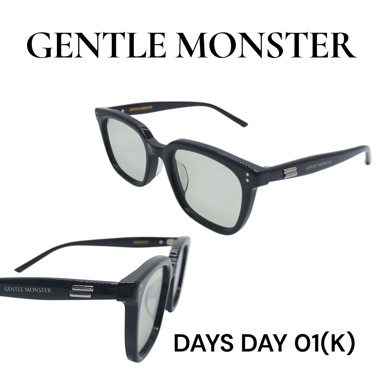 GENTLE MONSTER】DAYS DAY 01(K) スクエア 黒 人気サングラス (Gentle
