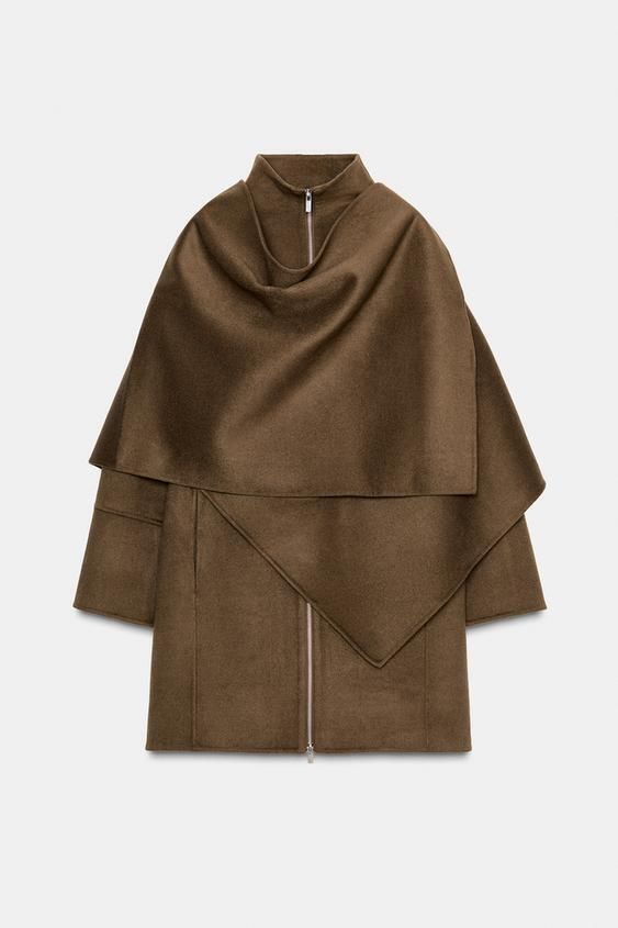 ZARA】ZW COLLECTION ケープディテールウールコート8491/258 (ZARA