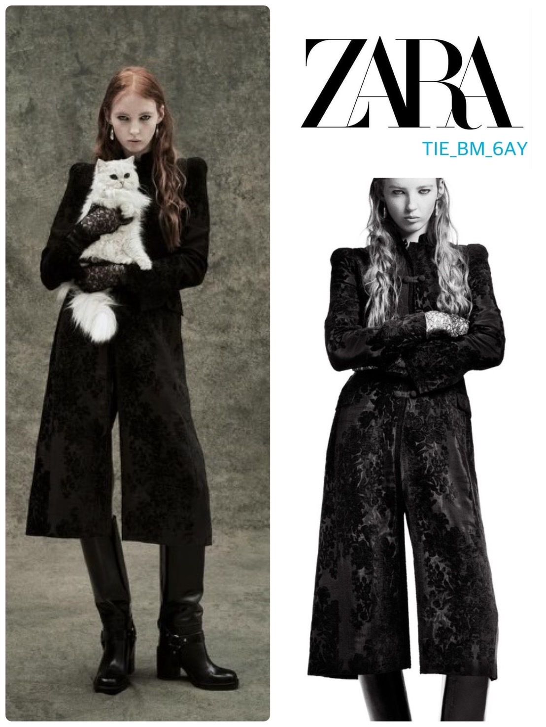 ZARA ZWコレクション 限定版 ジャカードベルベットコート 最新作 (ZARA