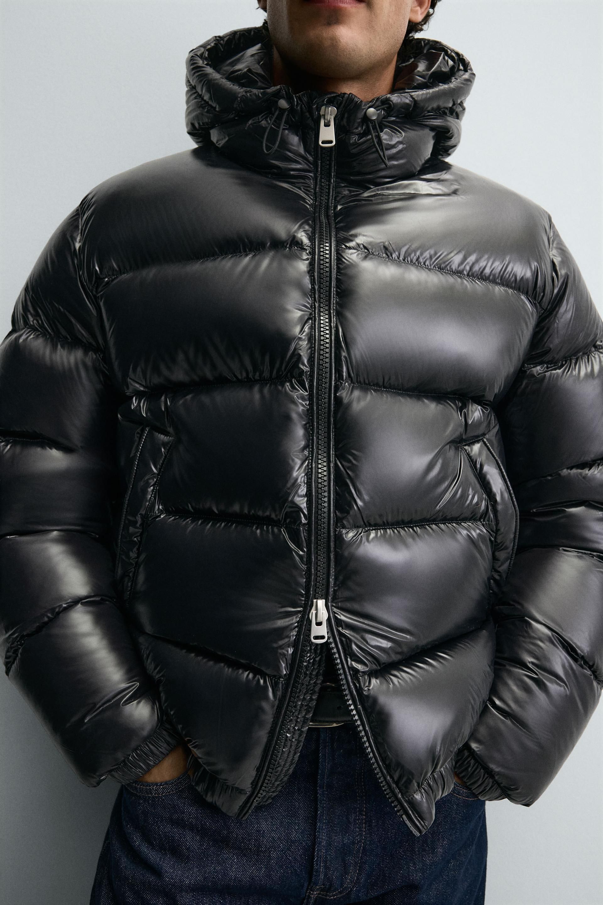 ZARA 100% フェザーフード付きダウンジャケット (ZARA/ダウン