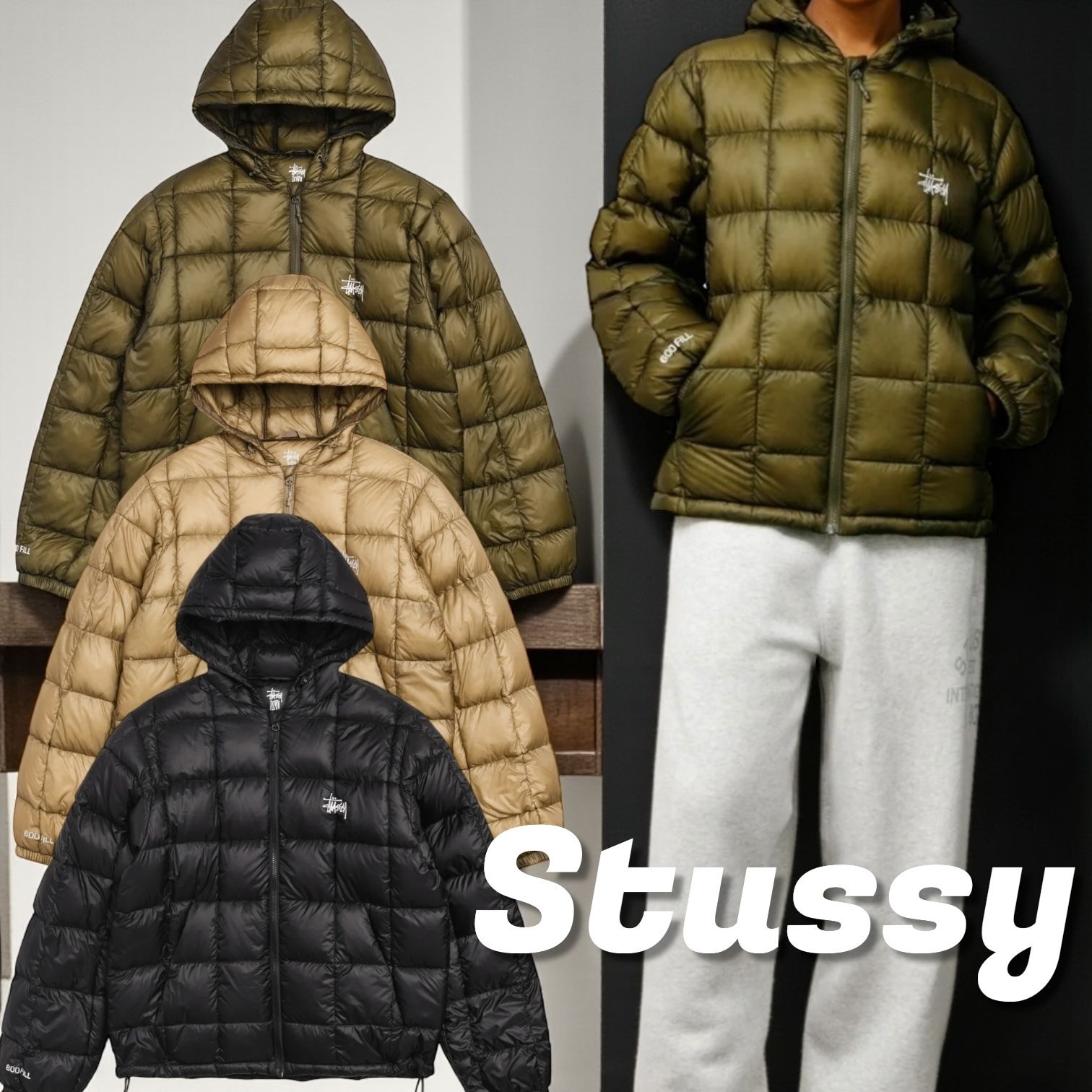 要在庫確認【Stussy】撥水フード付きダウンジャケット (STUSSY/ダウン