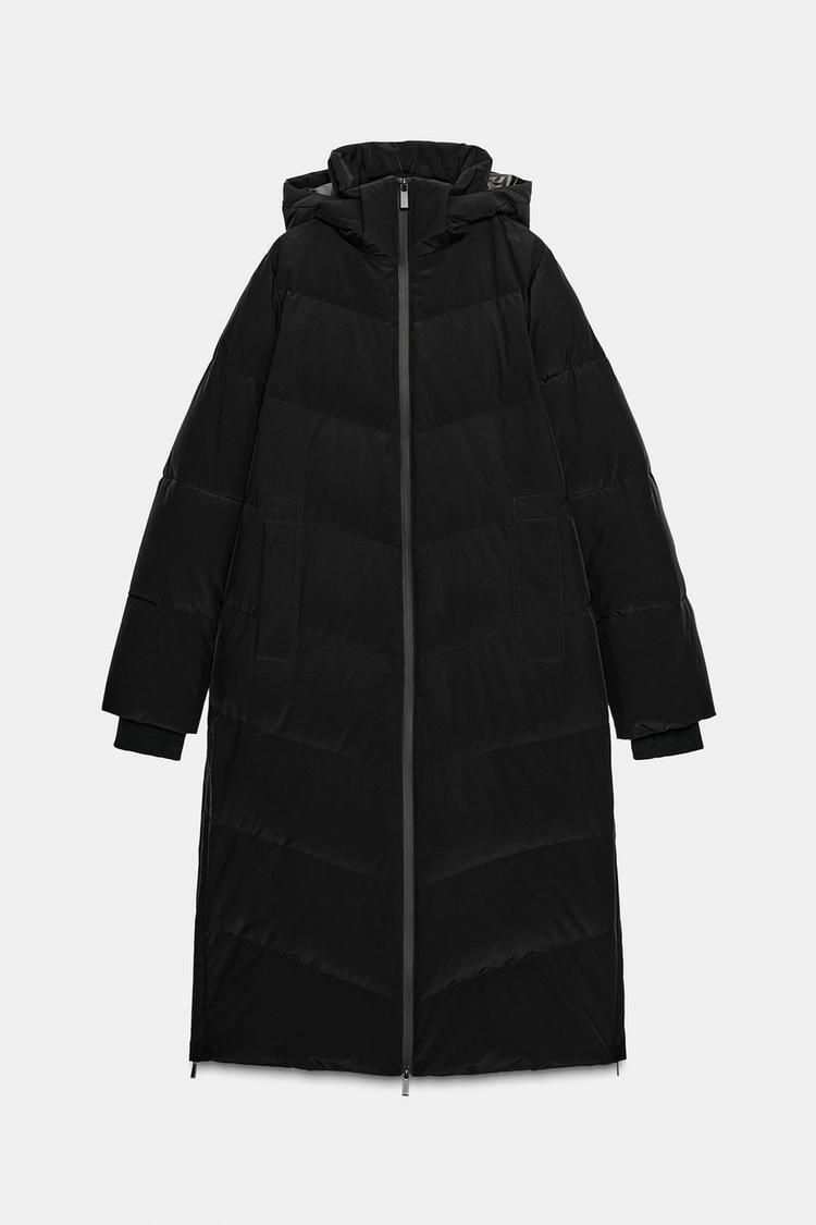 ZARA】ロング丈撥水防風フード付きダウンジャケット 3046/248 (ZARA