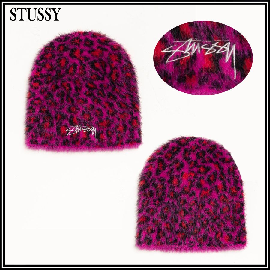 ☆STUSSY☆SKULLCAP LEOPARD ビーニー☆追跡可 (STUSSY/ニットキャップ