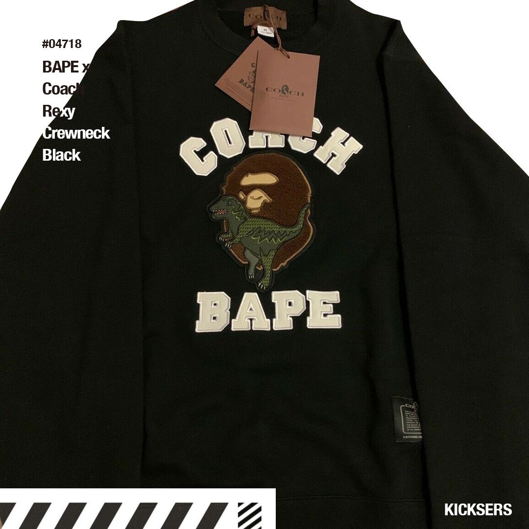 人気話題コラボ！BAPE x Coach Rexy Crewneck Black (A BATHING APE