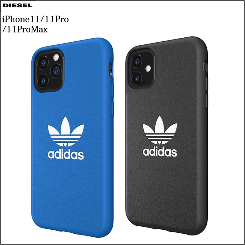 adidas アディダスロゴ iPhone11/111Proケース ブルー ブラック