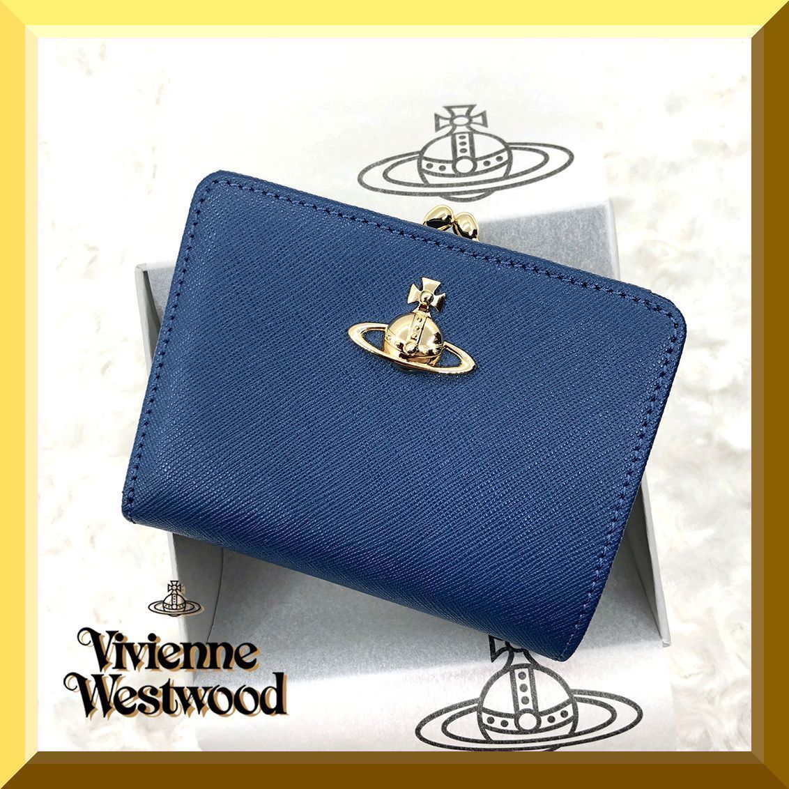 Vivienne Westwood☆がま口折り財布 SAFFIANOブルー【数量限定
