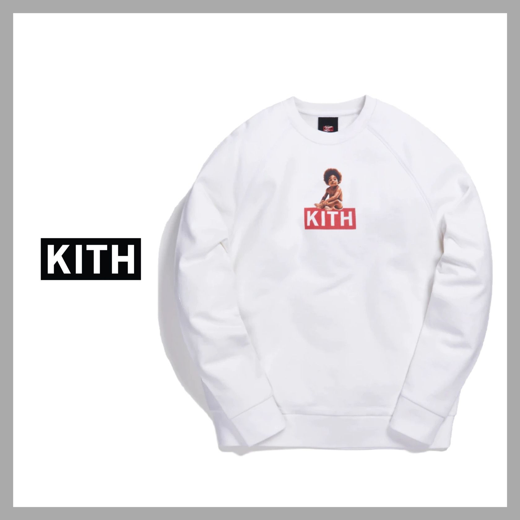 Kith x Biggie ロゴ クルーネック スウェットシャツ ホワイト (KITH