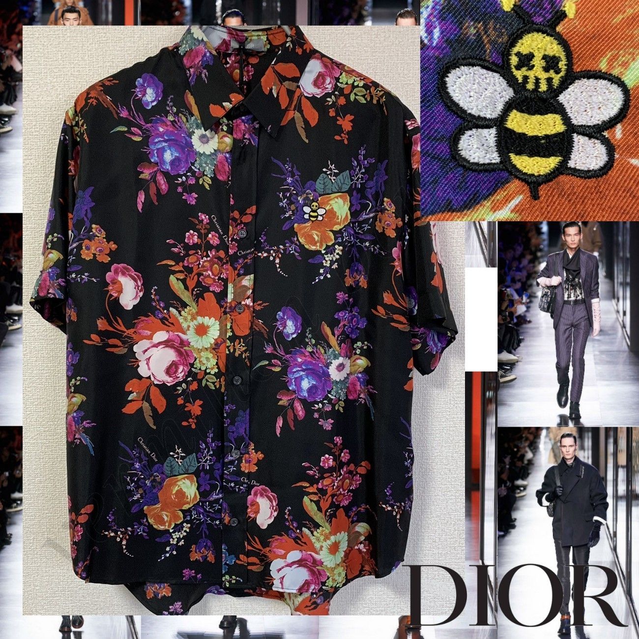 入手困難 Dior × KAWS BEE BOUQUET DE FLEURS 花柄 半袖シャツ (Dior