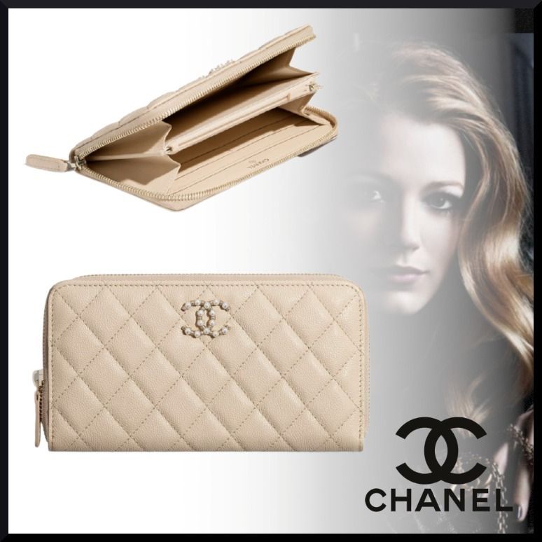 定番人気【CHANEL】ロングジップウォレット長財布 ベージュ (CHANEL/長