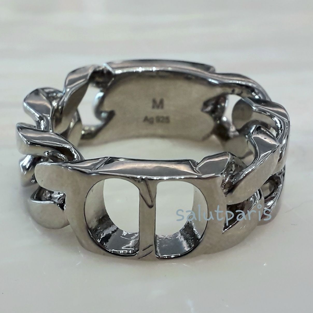 送料込*ディオール*CDアイコン シルバー925チエーンリンクリング (Dior