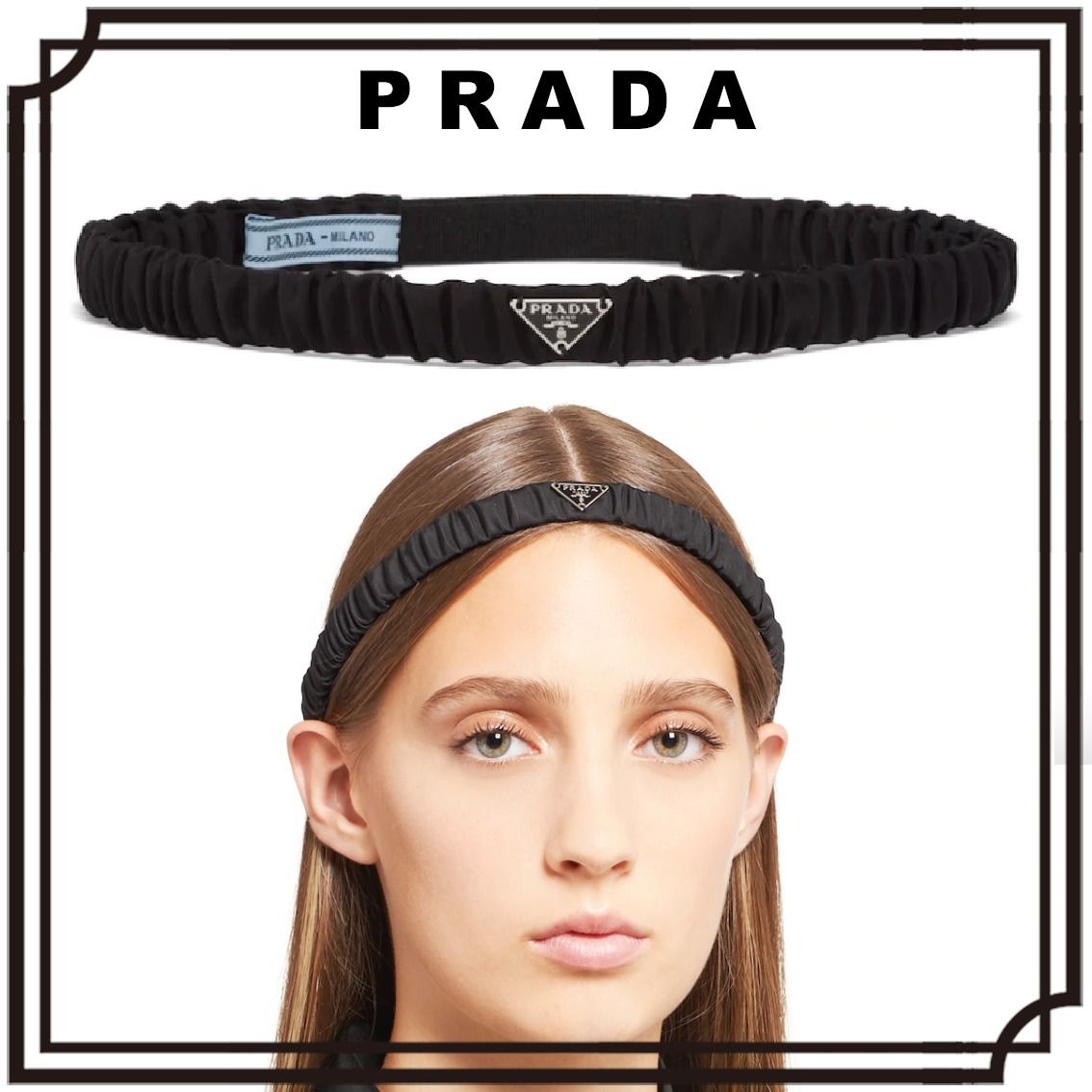 PRADA Re Nylon トライアングルロゴ ヘッドバンド 直営店買付 (PRADA